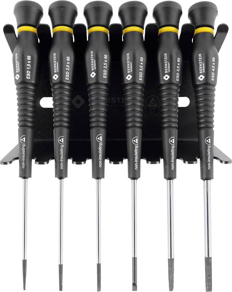 BERNSTEIN Tools for Electronics Bernstein Werkzeugfabrik antistatique (ESD) Jeu de tournevis 6 pièces vis à fente