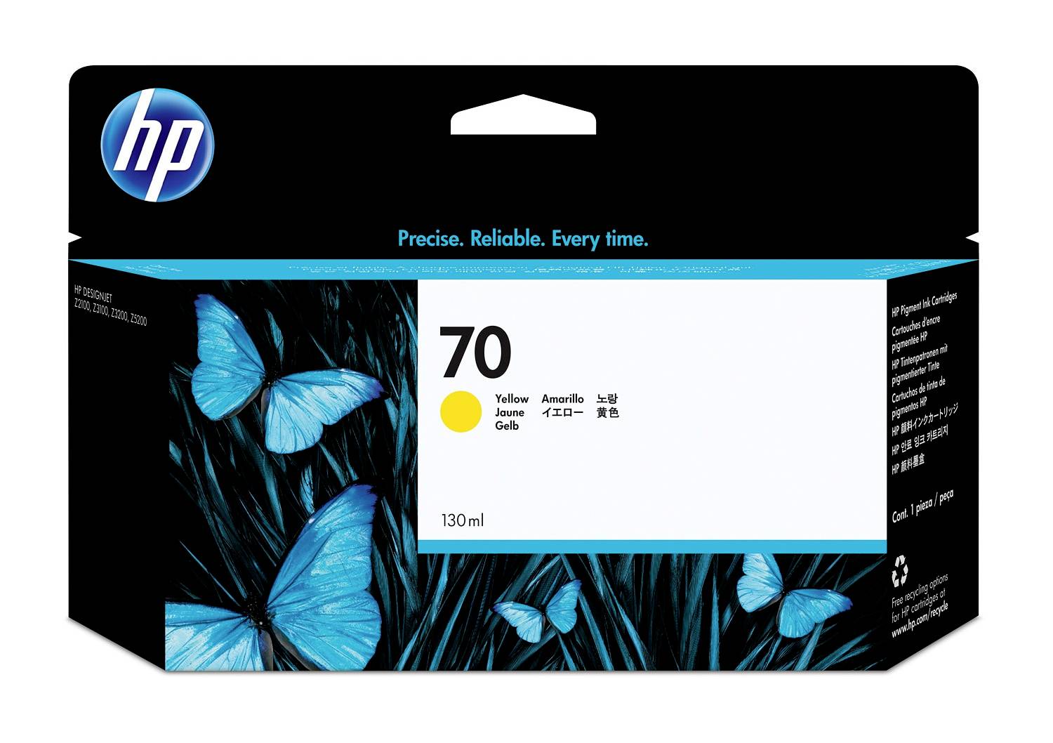 HP Encre 70 d'origine jaune C9454A