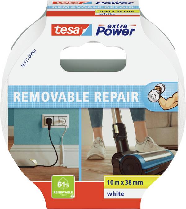 Ruban adhésif toilé tesa® extra Power tesa 56431-00001-00 blanc (L x l) 10 m x 38 mm caoutchouc 1 pc(s)