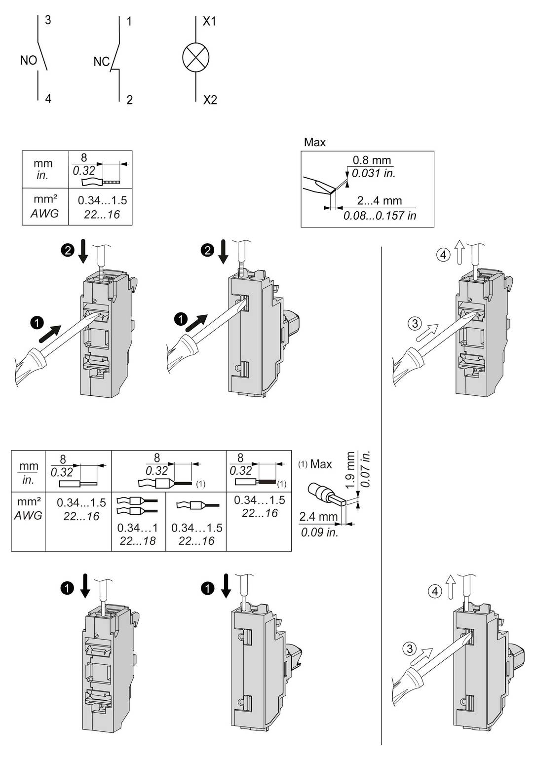 Schneider Electric ZBE1025 Élément de contact 1 NF (R) à rappel 240 V 5 pc(s)-3