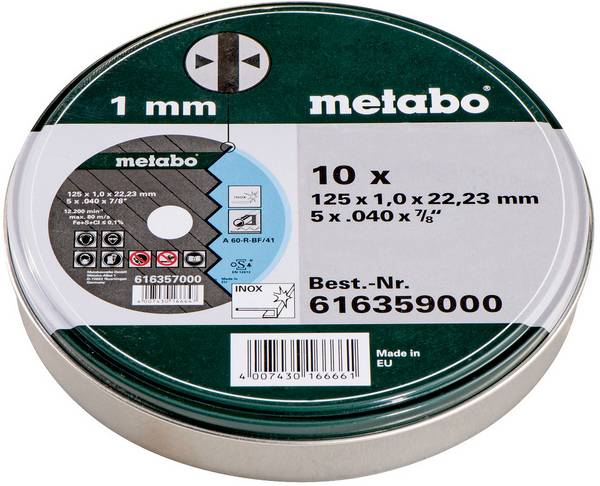 Set de disques à tronçonner en inox Metabo 616359000 Diamètre 125 mm 10 pc(s)