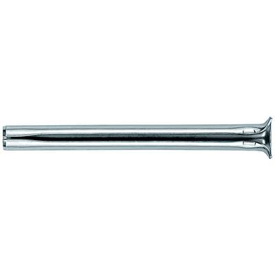 Long metal tube with a flared, trumpet-like end, shown horizontally on a white background.<br><br>Translated to French:<br><br>Long tube métallique avec une extrémité évasée en forme de trompette, présenté horizontalement sur fond blanc.