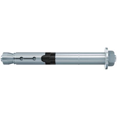 Fixateur ou connecteur cylindrique métallique avec une tête hexagonale, une section de verrouillage centrale noire, et une extrémité filetée, présenté horizontalement sur un fond blanc.