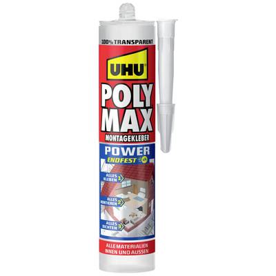 Colle transparente multi-usages 'Poly Max' de UHU pour montages. Convient au collage, montage et étanchéification à l'intérieur comme à l'extérieur.