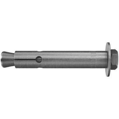 Boulon d'ancrage à expansion métallique avec douille conique et écrou hexagonal, utilisé pour fixer des objets dans le béton ou la maçonnerie.