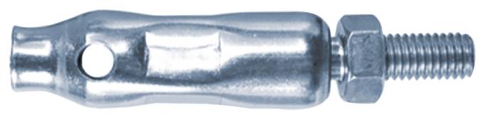 Boulon d'ancrage à expansion métallique avec écrou hexagonal et extrémité filetée, montré en vue de côté.