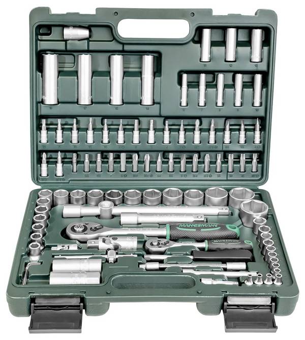 Jeu de clés à douille Brüder Mannesmann  métrique 1/4" (6.3 mm), 1/2" (12.5 mm) 94 pièces M98410