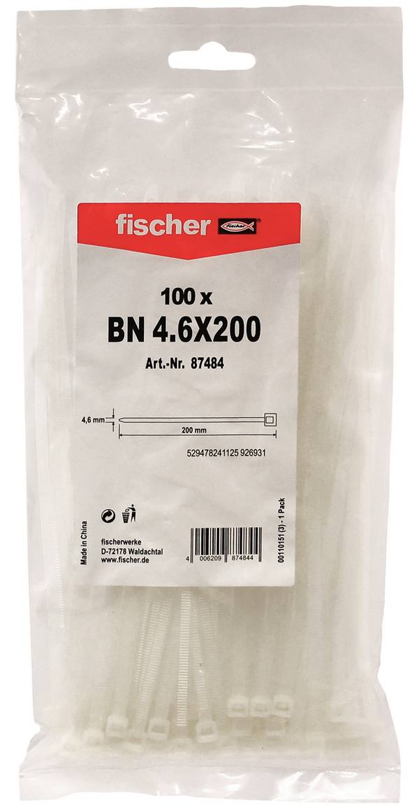 Fischer 87484 BN Serre-câble 200 mm 4.60 mm naturel 100 pc(s)