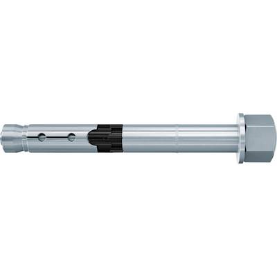 Connecteur cylindrique métallique ou axe avec un capuchon d'extrémité hexagonal et une bague de verrouillage noire au milieu, présenté sur un fond blanc.