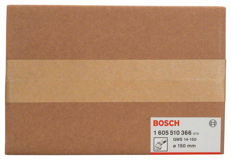 Un emballage brun avec une étiquette 'Bosch, 1 605 510 366, GWS 14-150, Ø 150 mm'.