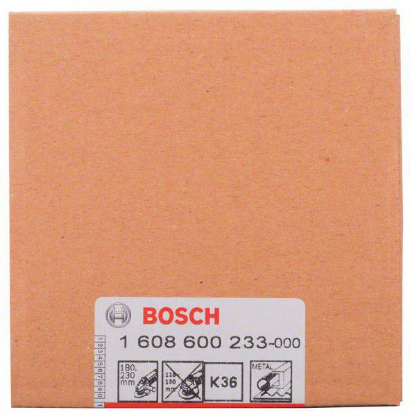 Un lot de produits abrasifs Bosch, numéro de modèle '1 608 600 233-000', adapté pour l'usinage des métaux, grain K36.