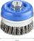 Brosse circulaire avec boîtier métallique bleu, soies en fil métallique. Diamètre 90 mm, max 8 500 tr/min, inscription « Made in China ».
