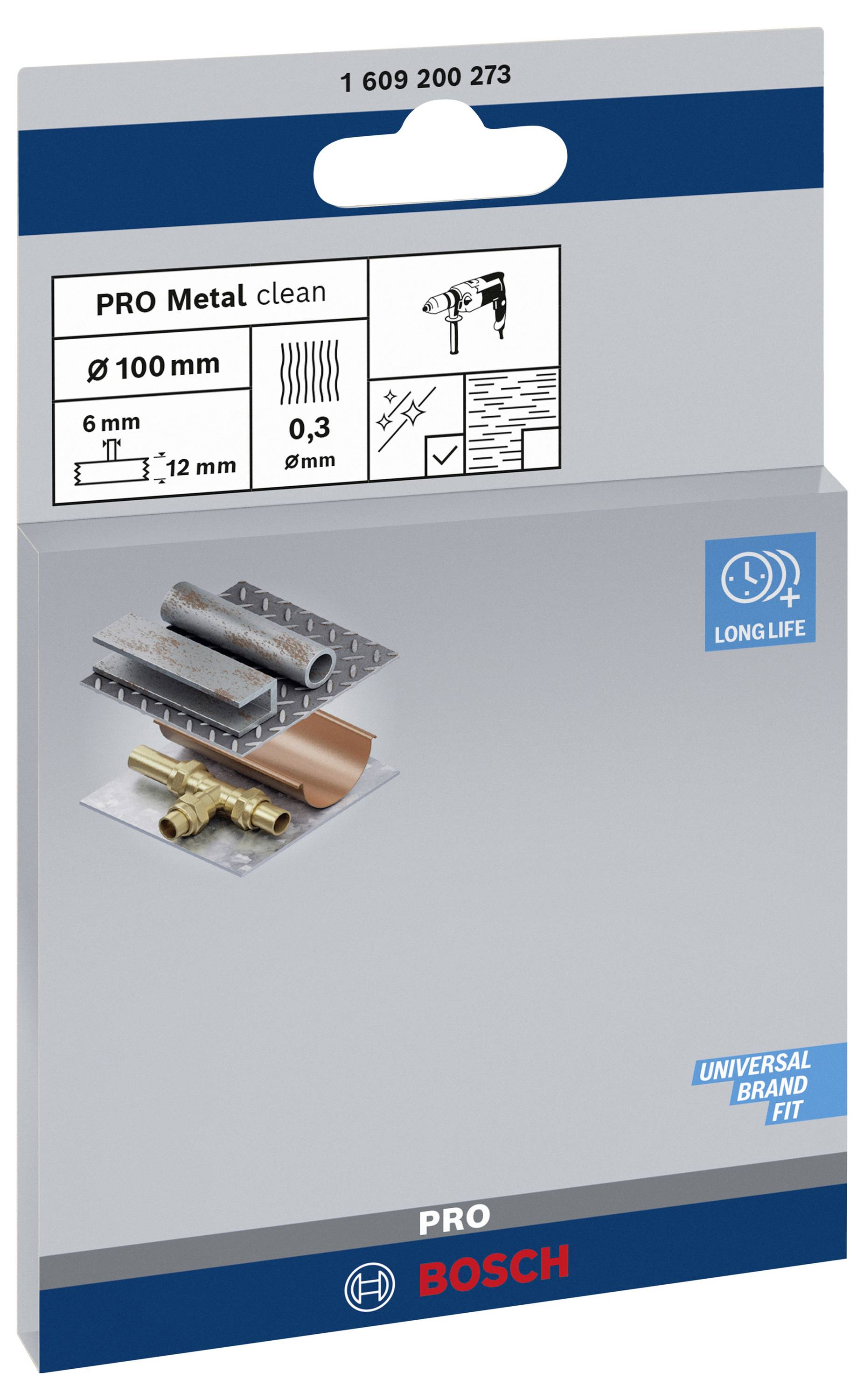 Emballage pour disque de tronçonnage Bosch 'PRO Metal clean', diamètre : 100 mm, pour le travail des métaux. Adapté aux meuleuses d'angle.