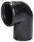 Tube droit en plastique noir rond avec un angle droit. Utilisé dans les applications sanitaires ou de construction pour raccorder des tuyaux.