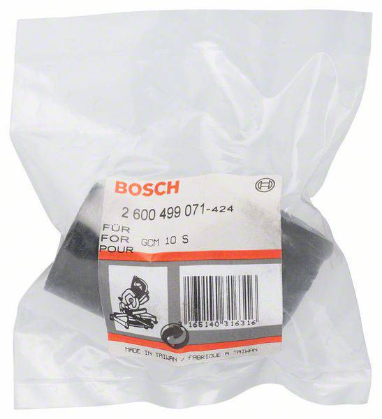 Sachet en plastique avec pièce de rechange Bosch, numéro d'article 2 600 499 071-424. Destiné à GCM 10 S. Code-barres et pays de fabrication visibles sur l'étiquette.