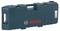 Coffret à outils Bosch en plastique robuste avec poignée de transport, couleur vert foncé, logo de marque et étiquette de produit sur la surface.