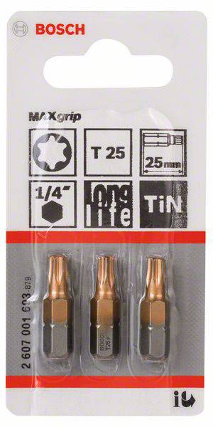 Embout 6 pans TX 25 Bosch Accessories 2607001693 Forme (embouts): C 6.3 3 pc(s)-1