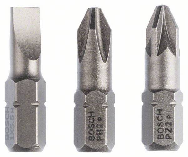 Jeu d'embouts PH 2, PZ 2, S 1,0 x 5,5 Bosch Accessories 2607001766  extra-dur Forme (embouts): D 6.3 3 pc(s)