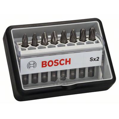 Ensemble de embouts Bosch Sx2 comprenant différents embouts de tournevis dans un boîtier de rangement noir.