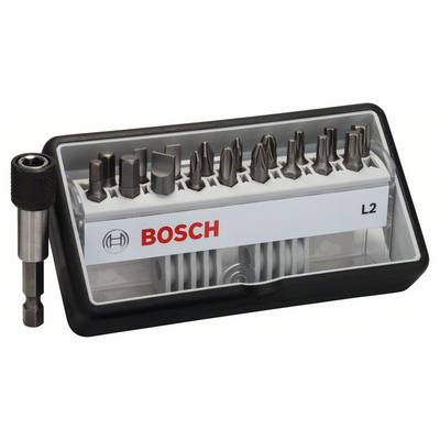 Bosch Jeu d'embouts de vissage L2, composé de 10 embouts de différentes formes et d'un porte-embout magnétique, dans un coffret en plastique.