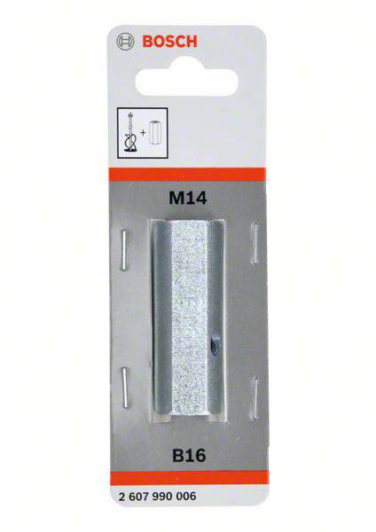 'Adaptateur Bosch M14 B16' sur carton gris. Utilisé pour connecter des outils. Réf. article 2 607 990 006.