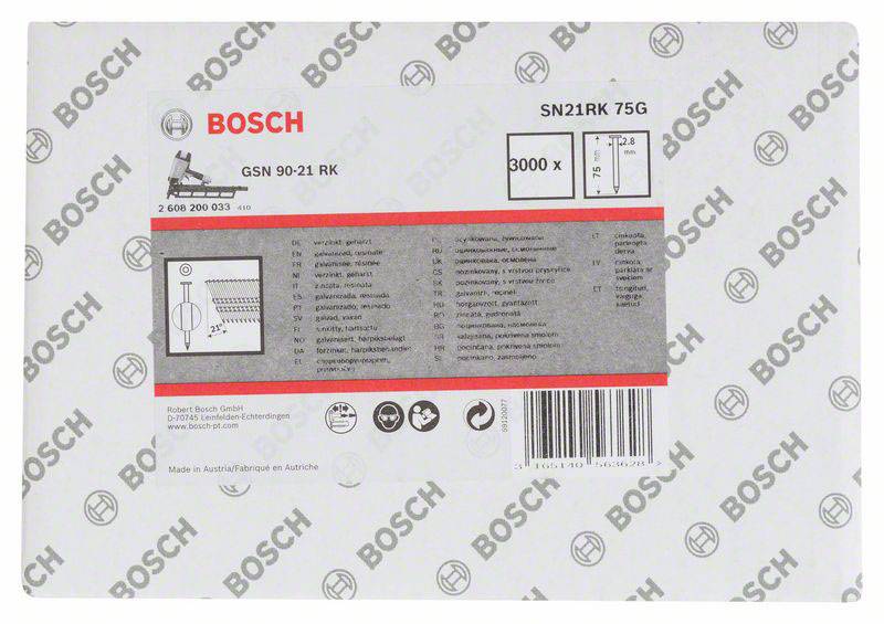 Emballage de feuilles abrasives Bosch, taille 90-21 RK. Les détails sur les modèles, les numéros de produit et les informations du fabricant sont visibles.
