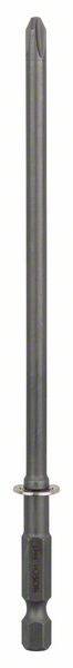 Un long embout de tournevis métallique avec tige hexagonale et pointe droite, adapté pour perceuses.
