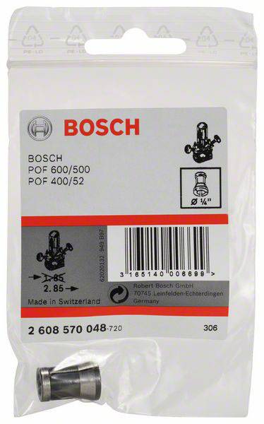 Une pièce de rechange de la marque Bosch pour les modèles POF 600/500 et POF 400/52, emballée dans un sachet plastique.