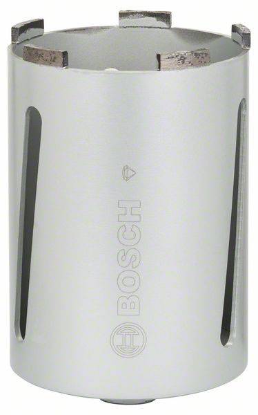 Scie cloche argentée de Bosch à forme cylindrique et dents de coupe tranchantes sur le bord, adaptée aux perçages dans le béton.