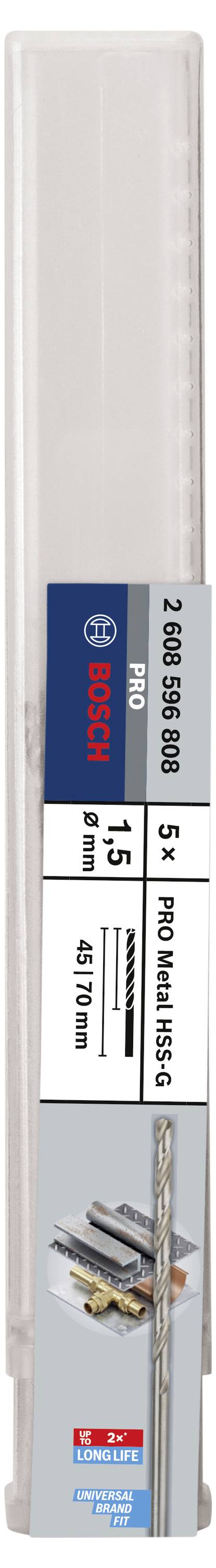 Emballage d'un foret à béton Bosch Professional 4-5x Pro-Mix (diamètre 15 mm, longueur de travail 47 mm).