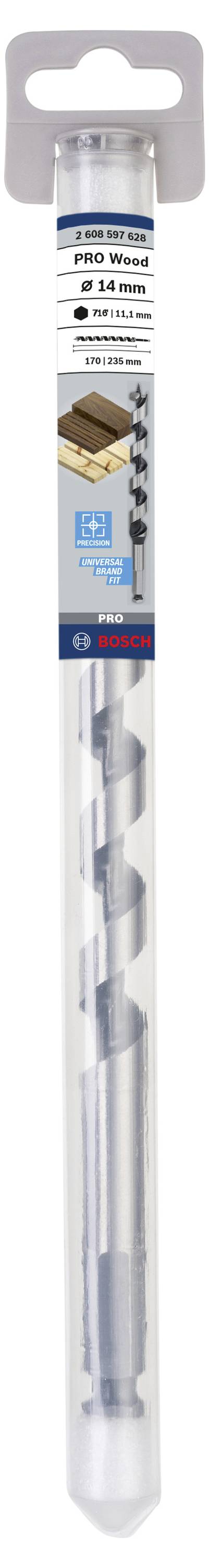 Mèche à bois dans un récipient en plastique transparent, adaptée pour bois tendre et dur. Diamètre 14 mm. Emballée, avec étiquette.