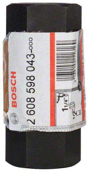 Adaptateur hexagonal de Bosch, noir, avec autocollant indiquant le numéro de produit '2 608 598 043'.