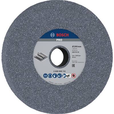 Disque à meuler Bosch Pro, diamètre 200 mm, grain A60, vitesse de rotation maximale de 3 820 tr/min, adapté pour l'usinage des métaux.