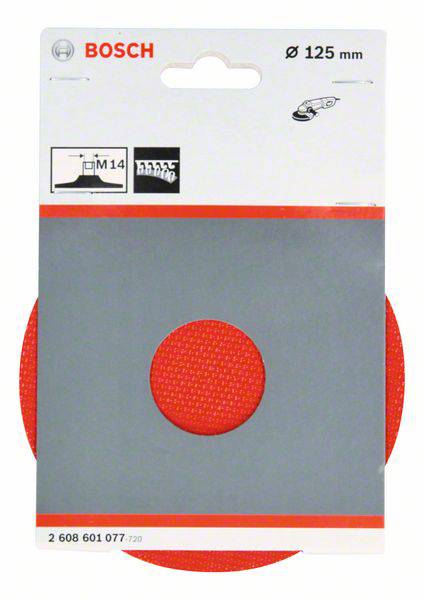 Emballage du disque à poncer Bosch, 'Ø 125 mm', adapté aux outils M14, avec une illustration du disque.