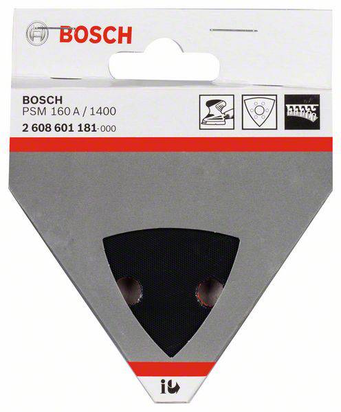 Emballage de papier de verre Bosch pour PSM 160 A/1400. Contient cinq feuilles abrasives noires triangulaires, adaptées pour le bois.