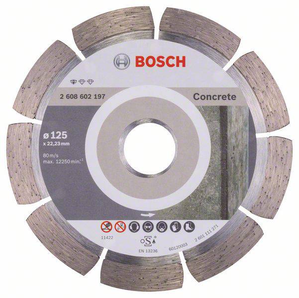 Disque à tronçonner diamantéProfessional for Concrete, 125 x 22,23 x 1,6 x 10 mm Bosch 2608602197