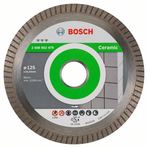 Disque à tronçonner diamanté Best for Ceramic Extraclean Turbo, 125 x 22,23 x 1,4 x 7 mm Bosch 2608602479