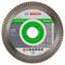 Disque de coupe rond en céramique Bosch, diamètre 125 mm. L'emballage indique les spécifications techniques pour la découpe de carrelage ou de pierre.