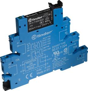 Module relais Finder 38.51.7.024.0050 Tension nominale: 24 V/DC Courant de commutation (max.): 6 A 1 inverseur (RT) 1 pc(s)