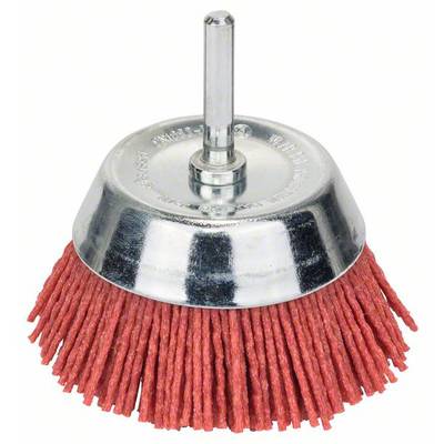 Brosse métallique avec tête de brosse rouge et boîtier en métal argenté, adaptée pour le nettoyage et l'élimination de la rouille ou de la peinture sur différentes surfaces.