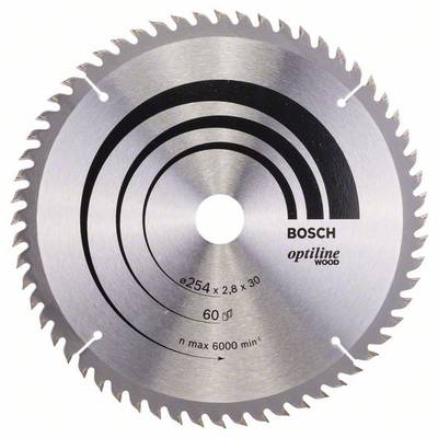 Bosch Accessories Optiline 2608640444 Lame de scie circulaire au carbure 254 x 30 x 2.8 mm Nombre de dents: 60 1 pc(s)