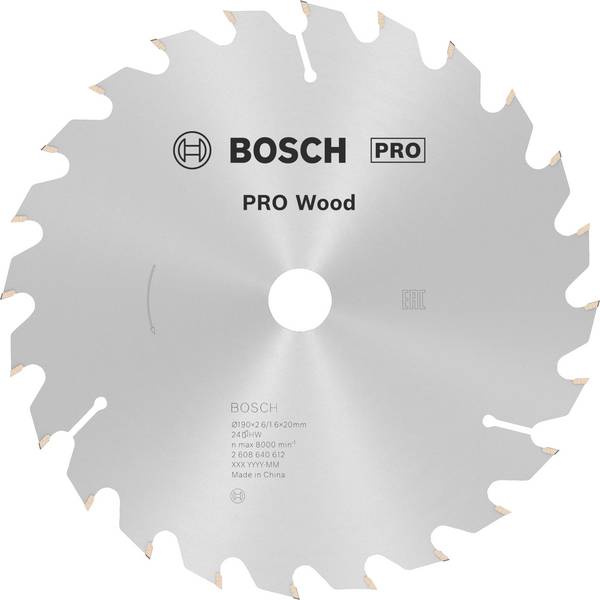Bosch Accessories Optiline 2608640612 Lame de scie circulaire au carbure 190 x 20 x 2.6 mm Nombre de dents: 24 1 pc(s)