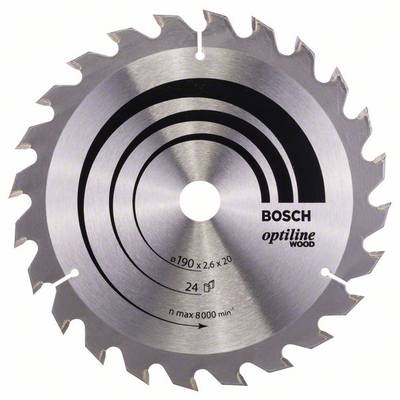 Bosch Accessories Optiline 2608640612 Lame de scie circulaire au carbure 190 x 20 x 2.6 mm Nombre de dents: 24 1 pc(s)