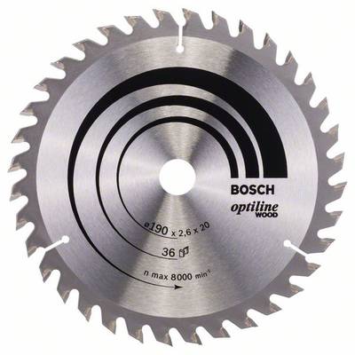 Bosch Accessories Optiline 2608640613 Lame de scie circulaire au carbure 190 x 20 x 2.6 mm Nombre de dents: 36 1 pc(s)