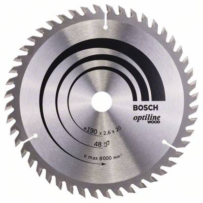 Bosch Accessories Optiline 2608640614 Lame de scie circulaire au carbure 190 x 20 x 2.6 mm Nombre de dents: 48 1 pc(s)