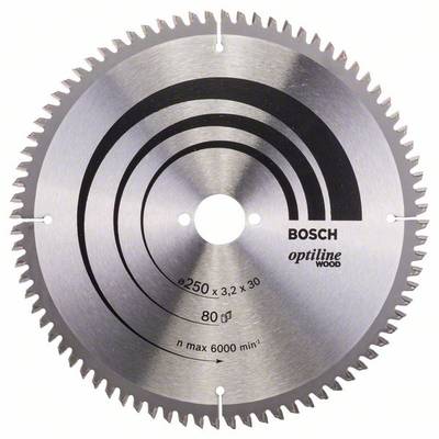 Bosch Accessories Optiline 2608640645 Lame de scie circulaire au carbure 250 x 30 x 3.2 mm Nombre de dents: 80 1 pc(s)