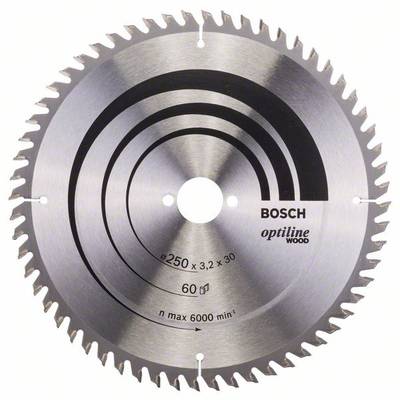 Bosch Accessories Optiline 2608640665 Lame de scie circulaire au carbure 250 x 30 x 3.2 mm Nombre de dents: 60 1 pc(s)