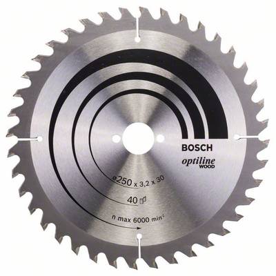 Bosch Accessories Optiline Wood 2608640728 Lame de scie circulaire au carbure 250 x 30 x 3.2 mm Nombre de dents: 40 1 pc