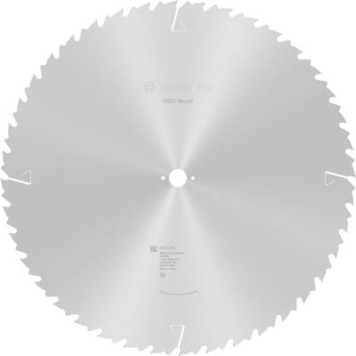 Lame de scie Bosch Pro pour bois, circulaire, argentée avec des dents tranchantes sur le bord, adaptée aux coupes de bois précises et aux applications professionnelles.