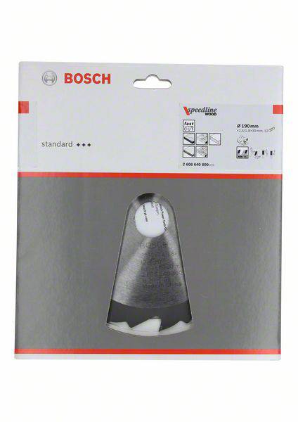 Emballage d'une lame de scie cloche Bosch Speedline. Présente le produit dans un emballage plastique transparent, taille 150 mm.
